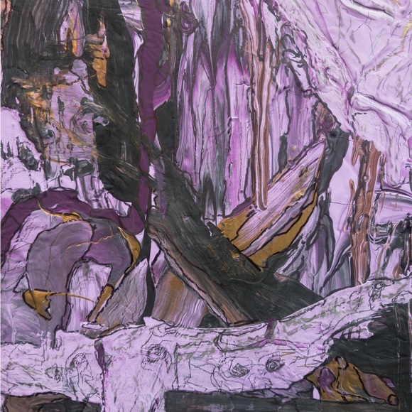 Misery, medium size, textured, with gold color, purple, sad, depressed painting. - Picture 8 of 11